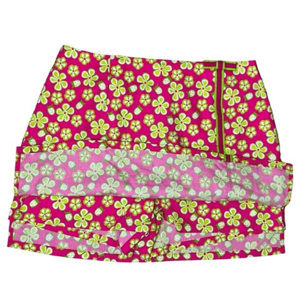 Lilly Pulitzer Vintage Dune Buggy Pink Lime Mini Skirt Skort 8 Barbiecore Bright - Picture 3 of 12